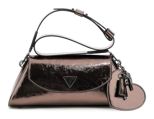 Sac à épaule GUESS Bolena Flap Shoulder Bag en similicuir anthracite métallisé pour femme