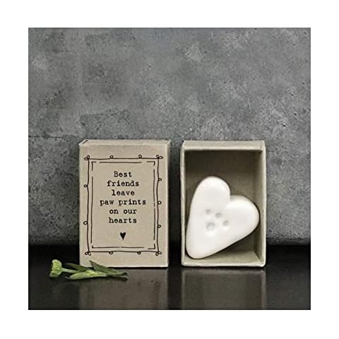 East of India MINI Matchbox Paw Print Heart Porcelain Gift Best Friends leave paw prints on our hearts | Animal Lovers Gift | Pet Loss | Letterbox Gift Cover