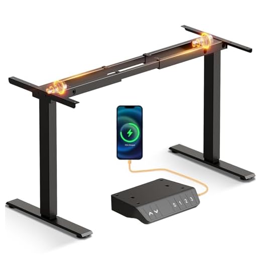OffiGo Estructura Mesa Elevable con 2 Motore, Escritorio Elevable con Carga USB-C y A, Mesa Regulable Altura Electrico con 3 Función de Memoria, Table Reglable Hauteur para Mesas 100cm a 200cm, Negro