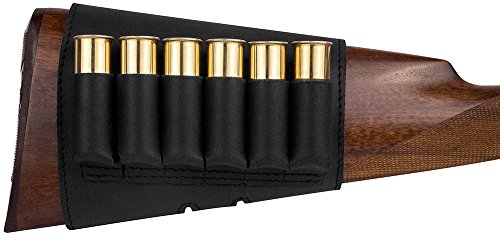 Bronzedog Buttstock Ammo Holder Shotgun Shell Pouch 12 (16) Ga 7.62 Cal Adjustable Rifle Stock Cartridge Hunting Accessories (Black 12 Gauge) #TOP8
