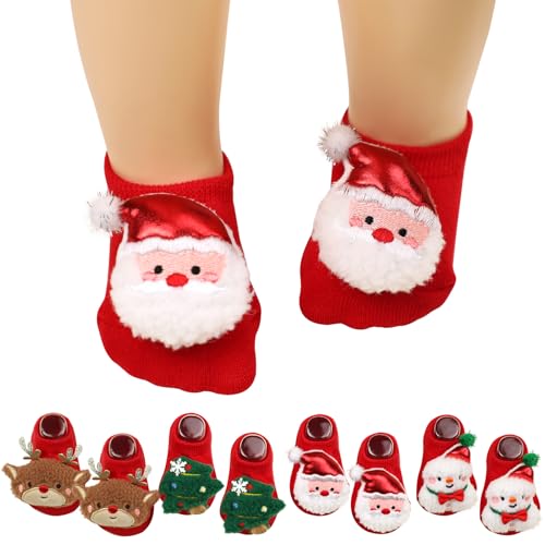 SFGHOUSE Baby Girls Socks Non-Slip Grips for Babies Princess Low Cut Toddler Ankle Socks for Girls Christmas Gifts (US Age 0 Months 6 Months red)