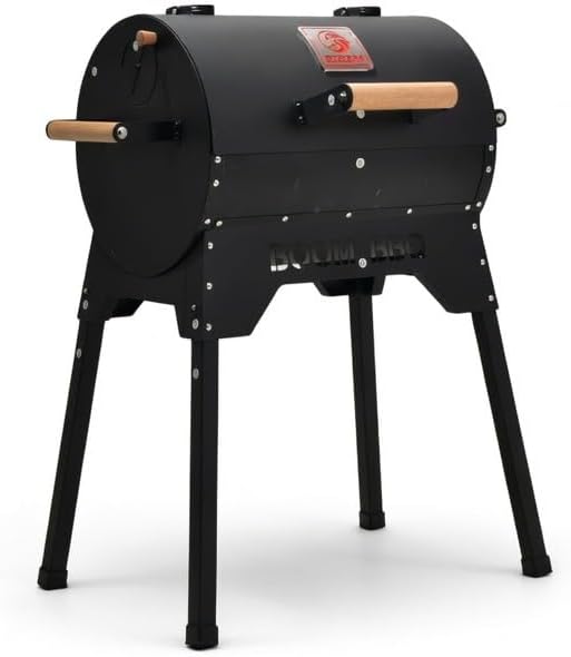 Boom Outdoor BBQ Charcoal Grill, Black Steel, Backyard Barbecue Cooking