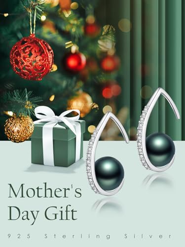 Tahitian Black Pearl Earring For Women AAAAA Grade Tahitian Black Pearl 925 Sterling Silver Jewelry Gift For Wife Mom Girlfriend Gift For Christmas Mother's Day Valentine's Day4
