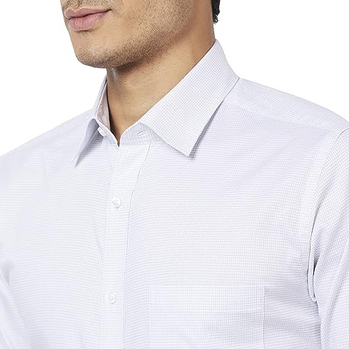 Image of Raymond Slim Fit Pure Cotton Checks Pattern Semi Cut Away Collar Formal Shirt