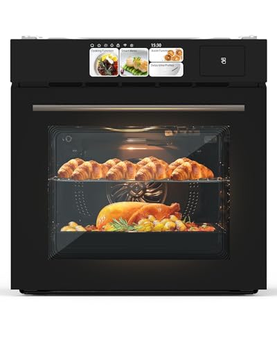 24In Built-in Steam Oven,70L Electric Wall Oven with TFT Display & Air Fry,1℃ Precision,108 Menus,Enamel Cavity