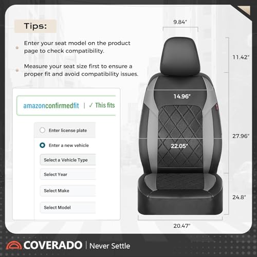 Image of Coverado Car Seat Covers, Front Seat Covers, 2 Front Automotive Seat Cover, Mesh Breathable Seat Protectors, Universal Fit for Most Cars