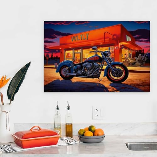 Póster de motocicleta retro para decoración de dormitorio y oficina 4