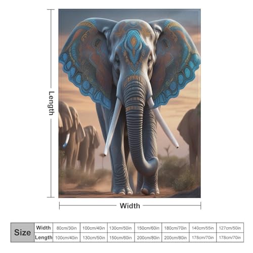 Couverture Éléphant Flannel 150x200cm pour Lit et Canapé