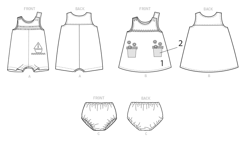 Butterick B6905YA5 robe bébé patron multi-taille ajustable - 5