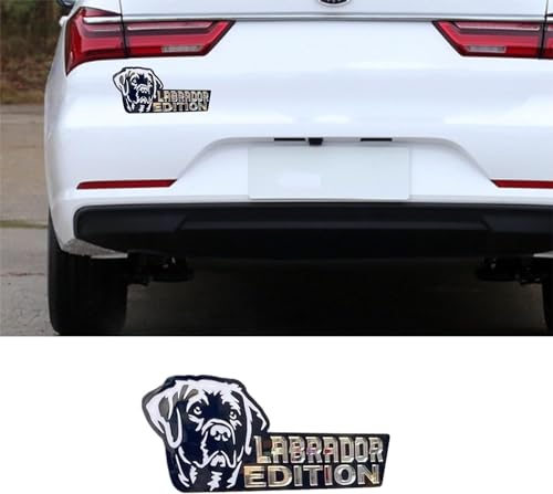 Image of Dog Edition Car Badges Laser Cutting Car Vehicle Emblem,3D Car Badge Automotive Decals Stickers Funy Animal Decor Car Accessories Gifts for Car Truck Rv Boat Exterior Decoration (Labrador2)