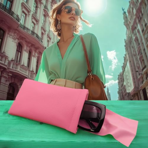Image of Soft Sunglasses case | Large Glasses Case Holder - Eyeglass Pouch Squeeze Top | Glasses pouch Lightweight Extra Layers