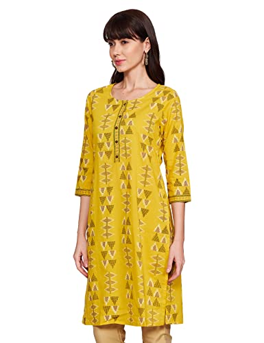 Image of Max Women's Cotton Regular Fit Kurta (SHFKSU19WT21MUSTARD Mustard XL Mustard XL)