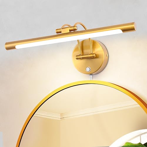 MantoLite LED Dimmable Wall Sconce,16in Plug-in Adjustable Arm Vanity Light