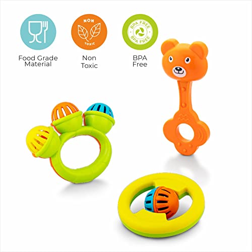 Image of Storio Infant Acrylonitrile Butadiene Styrene (Abs) So Sweet Rattle 3Pcs Packing Non Toxic Bright and Colorful Rattles Baby Boy Girl Toys Set,Multicolor (Pack of 2)