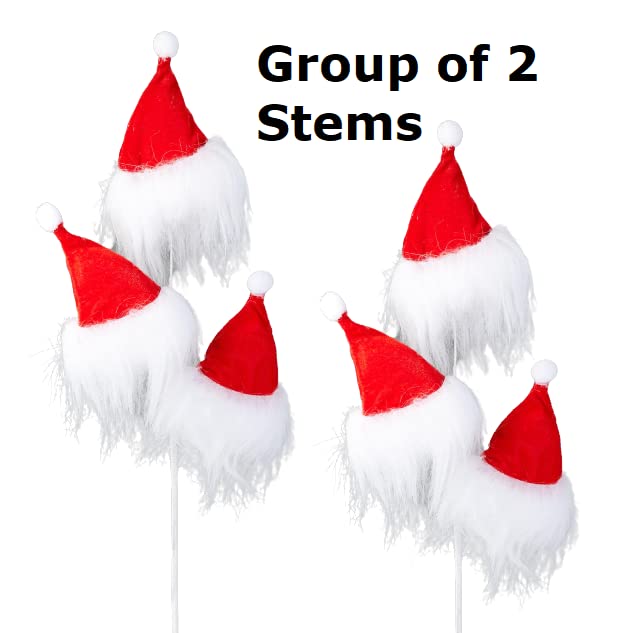 Group of 2 Santa Hats Stems for Christmas Decorations and Holiday Arrangements by Factory Direct Craft