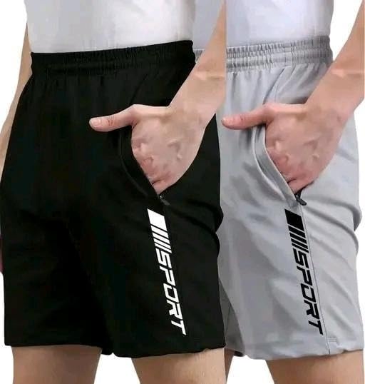 Men Boys Lightweight Comfortable Cotton Boxer Shorts for Gym Running Pack of 2 Black-Grey S-image-9