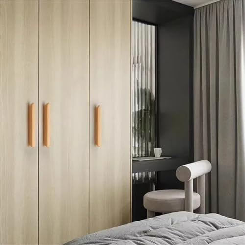 Boutons en bois tiroir poignées armoire noir or lot de 6 - 5