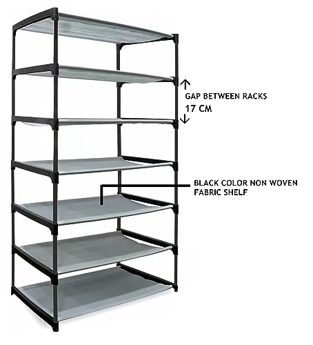 Image of CMerchants Multipurpose Portable Space Saving /Rack Shelf Organizer 6 Layer Shoe Rack Organizer Stand (Grey), Metal, 300 Mm Depth