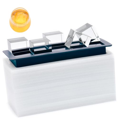 Clear Ice Cube Maker Silicone - Crystal Clear 2 Inch Ice Cube Tray,10 Large Ice Cubes Mold for Whiskey and Cocktail