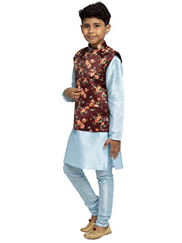 Image of KRAFT INDIA Boys Satin Printed Nehru Jacket Only