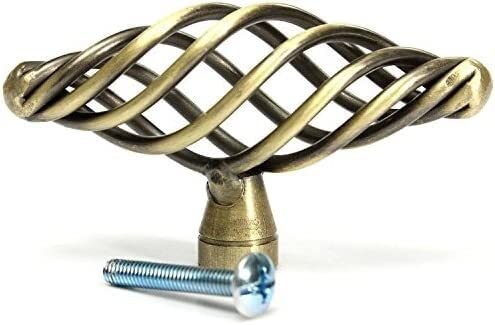 Yeah-hhi Vintage Ceramic Knobs Door Handle Cabinet Drawer Cupboard Pull, 5pcs Bronze Zinc Alloy Vintage Retro Bird Cage Knob Kitchen Door Cabinet Cupboard Drawer Pull Handle