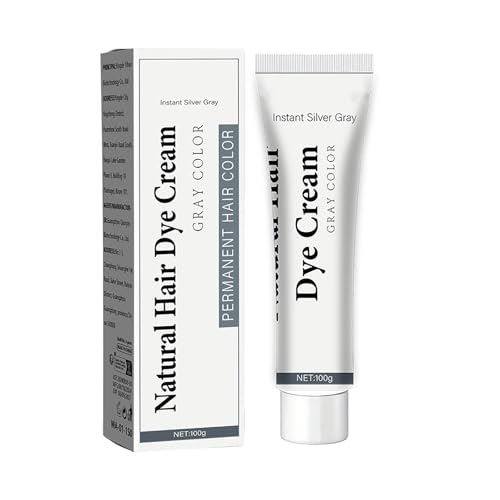 Crema Colorante para Cabellos Grises,Tinte para el Cabello Gris Plateado,Tintura Istantanea paraa Cabellos Gris