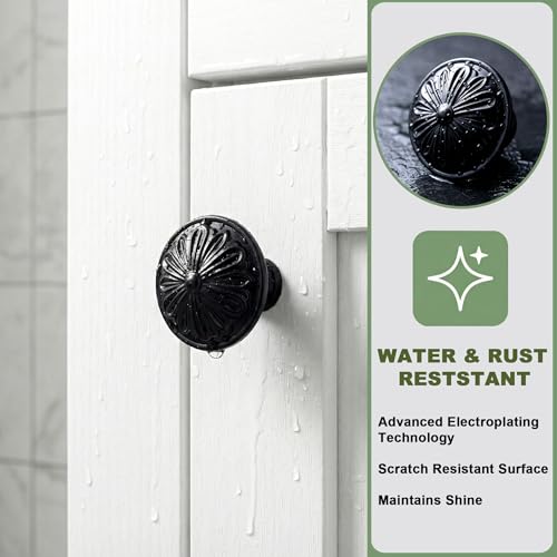 Image of DWYL & LWYD Black Cabinet Knobs 4 Pack, Single Hold 1-2 /5 inchDia Round Matte Black Knobs for Cabinets and Drawers,Kitchen Cabinet knobs Black Handles
