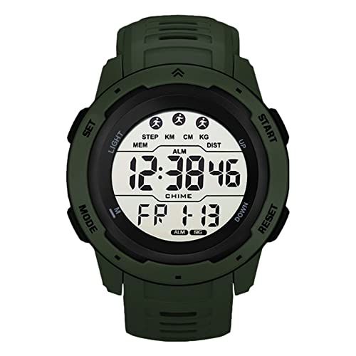 NOENNULL Reloj para Correr, Reloj Digital para Hombre, Deportivo, Cronógrafo Impermeable para Exteriores, de Pulsera para Hombres, Estudiantes, con Función Luminosa, Alarma, Fecha (Verde)