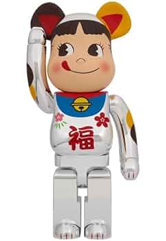 Amazon.co.jp: BE@RBRICK 招き猫 ペコちゃん 福 銀メッキ 1000