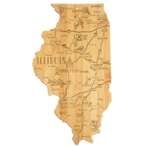 Totally Bamboo Destination Illinois State Shaped Serving and Cutt...
