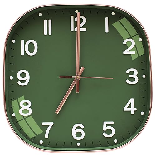 Image of TEKCOOL Plastic Analogue Wall Clock 12 inch Silent Quartz Decorative Wall Clock Non-Ticking Classic Clock Battery Operated Round Easy to Read for Room /Home /Kitchen /Bedroom /Office /School.Mehendi.'