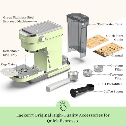 Machine à expresso Laekerrt 20 bar CMEP01 en acier inoxydable vert - 8