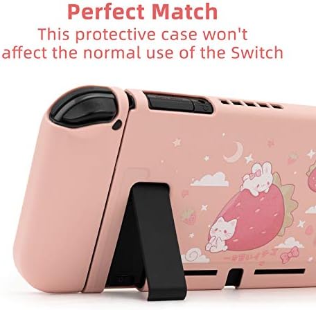 Etui ochronne GeekShare na Switch, miękkie etui TPU Slim kompatybilne z konsolą Nintendo Switch i Joy-Con (Strawberry Bunny)