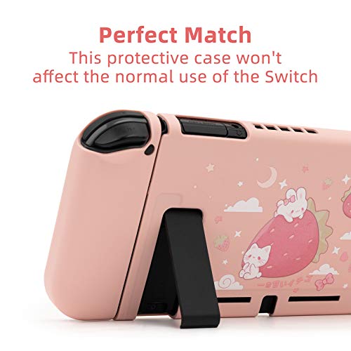 Geekshare Protective Case For Switch, Soft Tpu Slim Case Cover Compatible With Nintendo Switch Console And Joy-Con (Strawberry Bunny) #TOP3