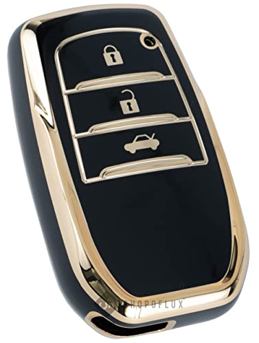 Image of SHOPOFLUX TPU Key Cover Compatible with Toyota Fortuner | Fortuner Legender | Innova Hycross | Invicto 3 Button Smart Key (Black)