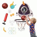 Guvbkfaw Canasta de baloncesto para niños, canasta de baloncesto para niños pequeños, con accesorios de entrenamiento de baloncesto Sound Light, juguete de interior para patio trasero, portería de
