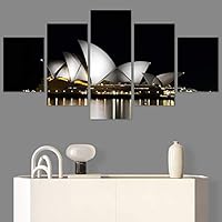 SIGNWIN 5 Panel Canvas Wall Art Building Cityscape for Home Decorations Ready to Hang - 60