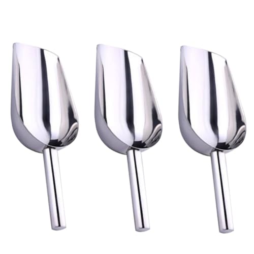 MUCKLILY 3 piezas Palas de Hielo de Acero Inoxidable Cucharas Pequeñas para Cubos y Herramientas Ligeras y Fáciles de Limpiar para Cocina y Congelador