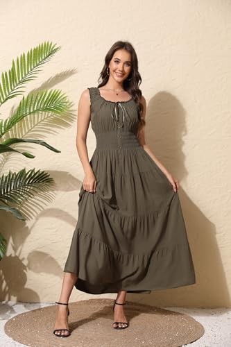 Image of OSTOO Women's 2026 Summer Boho Floral Print Tiered Casual Flowy Long Maxi Dress