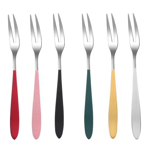 Amosfun 6 Pièces fourchette cure-dents aux fruits escargot accesoire cuisine crozets de savoie pochette set de couvert paillage canapeche restaurant Accueil Vaisselle Acier inoxydable