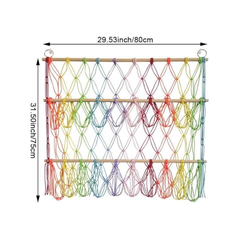 Macramé tissé à main et filet de rangement de jouets suspendus