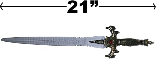 Miniatura 2 de Arcady Juego de 2, espada de caballero de Halloween, disfraz medieval de asesino de dragones, fantasía templaria, 21 pulgadas