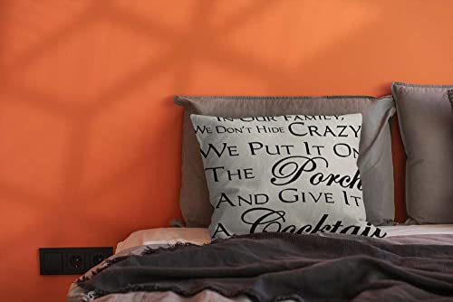 Ybdxha In Our Family We Don't Hide Crazy We Put It On The Porch And Give It A Cocktail Cotton Linen Pillow Throw Pillow Case Cushion Cover Home Sofa Decorative 18 X 18 Inch #TOP2