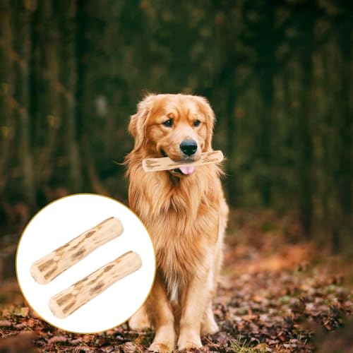 Kauknochen Hunde- Natürlicher Kaffeeholz, Holzknochen als Hundespielzeug für Welpen, 2er Pack Kauknochen Hund als Zahnpflege & Kauspielzeug, Hundezubehör für Welpen & kleine Hunde