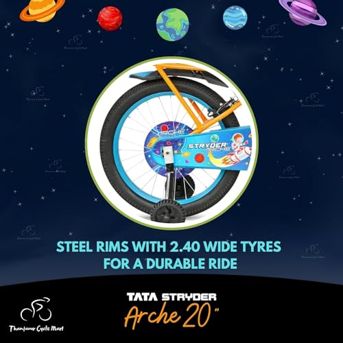 Image of TATA Stryder Arche 20T Kids Cycle with Integrated Carrier and Support Wheel with Basket | 2.40 inch Wide Tyres | Ideal for Age 5-10 Years for Boys and Girls. (Orange)