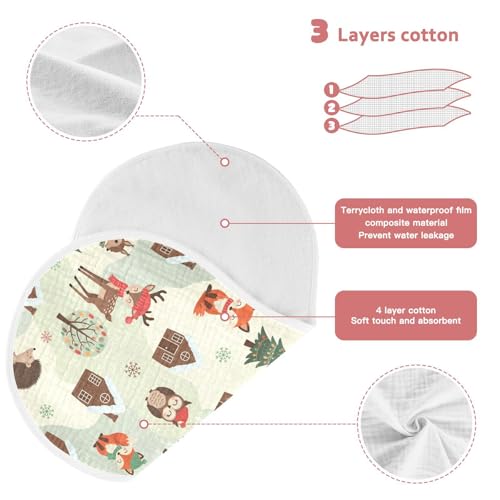 J JOYSAY Deer Owl Fox Beige Baby Burp Cloths for Boys Girls Large 22''x11'' Cotton 4 Layer Burp Rags for Boy Drool one sizex13