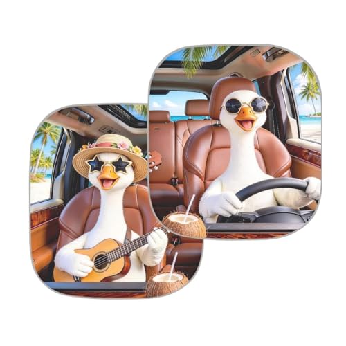 Image of Beach Goose Drive Front Window Sunshade 2 Piece Foldable Car Windshield Sun Shade UV Blocker Heat Reflection Sun Visor Auto Interior Accessories Suitable for Cars