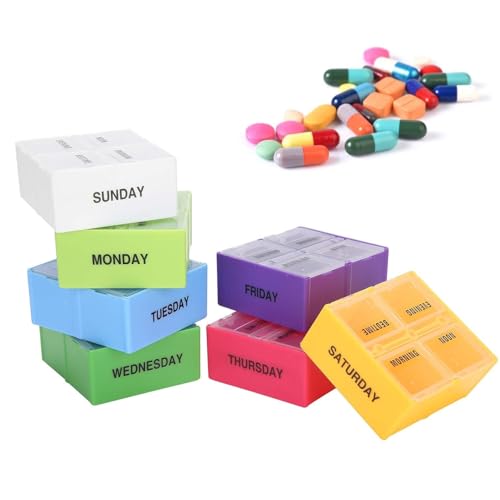 Image of 7 28 Storage Box Pill Drawer Green Medicine Organizer Weekly Pill Box | 01 Pcs