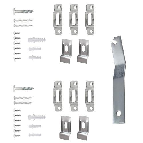 JianLing 2 Sets Hanging Anti-Theft Locking Fixed Picture Hooks Set with T-Screws Hardware Picture Frame Concealed Hanging Oil Painting Cross Stitch Concealed Box Clasp Set