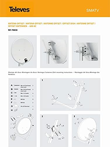 Kit Antena PARABOLICA TELEVES 60CM + LNB TELEVES + Soporte A Pared + Conexiones - imagen 4